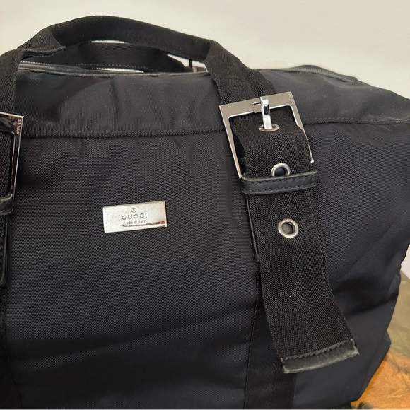 Vintage Gucci Black Nylon Weekender Duffle Bag - Picture 2 of 14